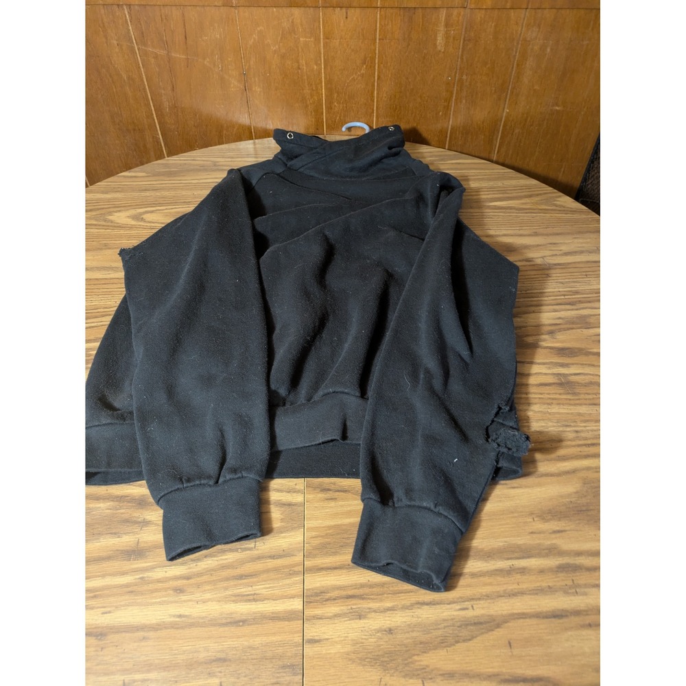 Burnside Mens Black Crossover Neck Hoodie Pullover Sweatshirt Size M Distressed
